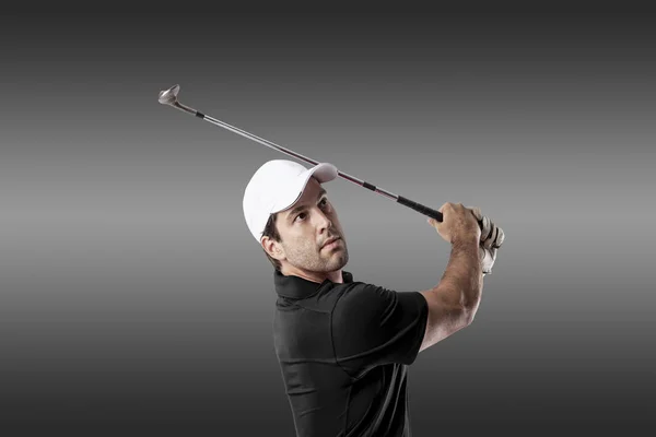 Golf Player in a black shirt — Stock Photo, Image