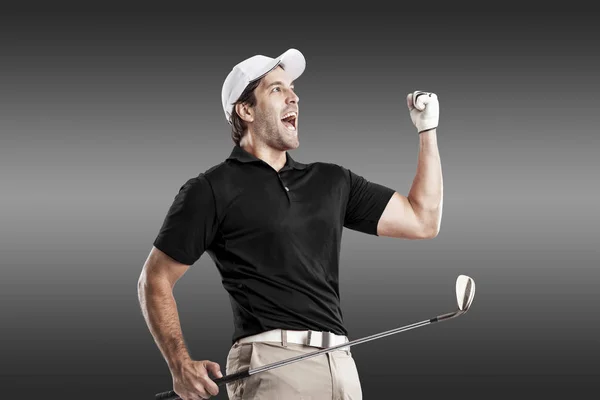 Golf Player in a black shirt — Stock Photo, Image