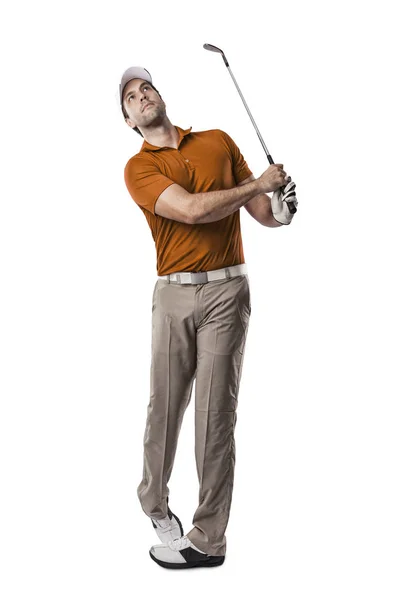 Golf Player in a orange shirt — Stock Photo, Image