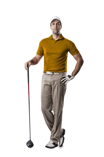 Golf Player in a orange shirt — Stock Photo, Image