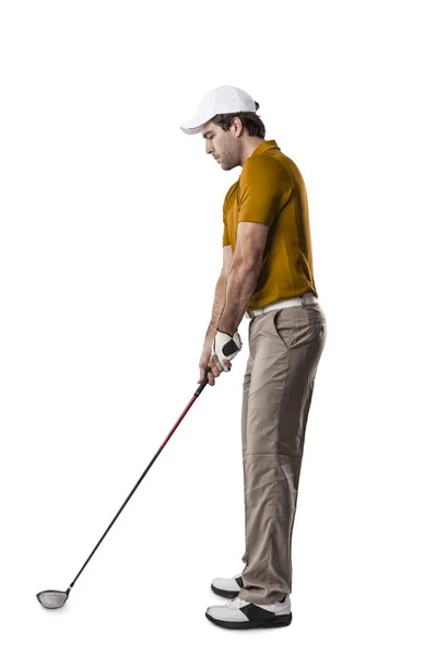 Jugador de golf con camisa naranja — Foto de Stock