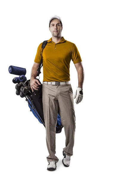 Egy narancssárga póló Golf-lejátszó — Stock Fotó