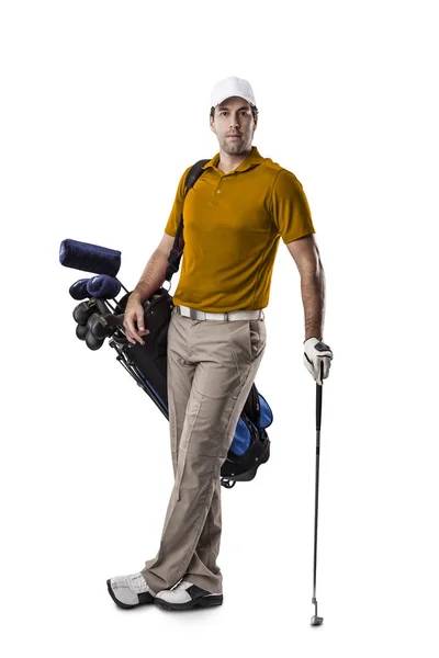 Golfspieler im orangefarbenen Hemd — Stockfoto