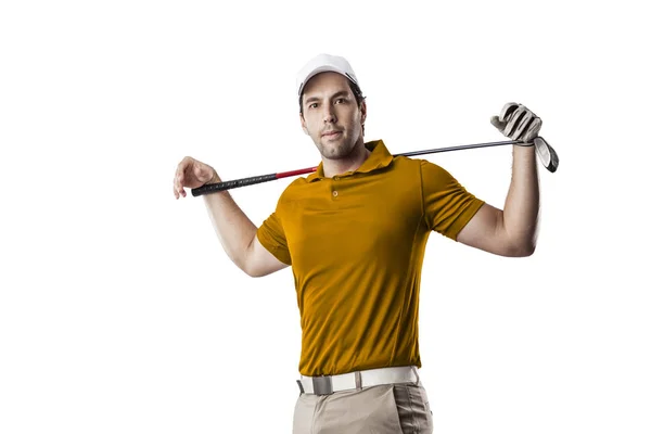 Golf Player in a orange shirt — Stock Photo, Image
