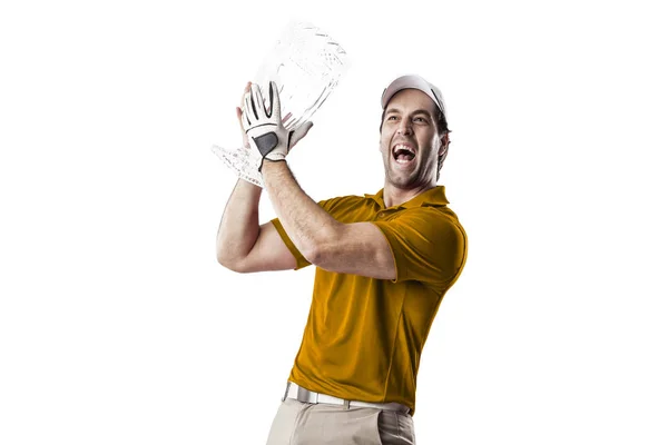 Golf Player in a orange shirt — Stock Photo, Image