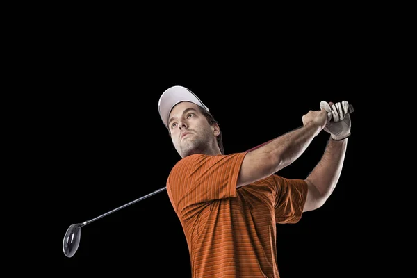 Golf Player in a orange shirt — Stock Photo, Image