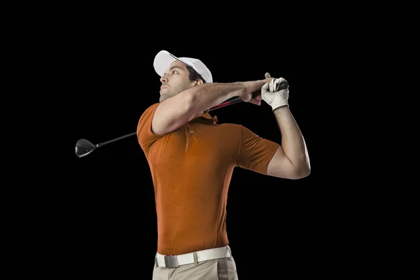 Egy narancssárga póló Golf-lejátszó — Stock Fotó