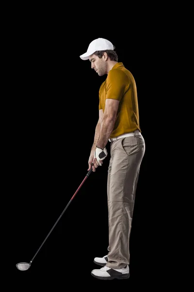 オレンジ色のシャツのゴルフ プレーヤー — ストック写真