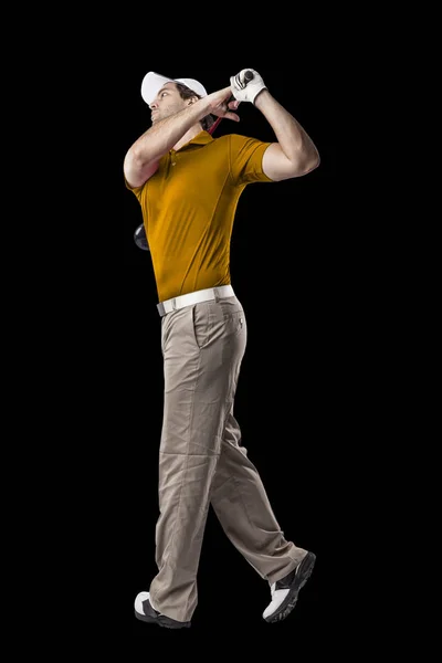 Golfspeler in een oranje shirt — Stockfoto