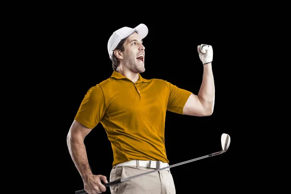 Golf Player in a orange shirt — Stock Photo, Image