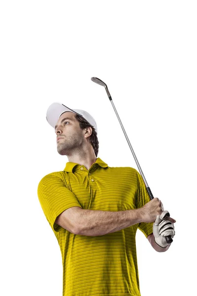 Golf-spelare i en gul skjorta — Stockfoto