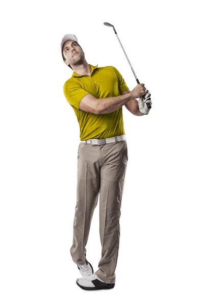 Golf-lejátszó egy sárga póló — Stock Fotó