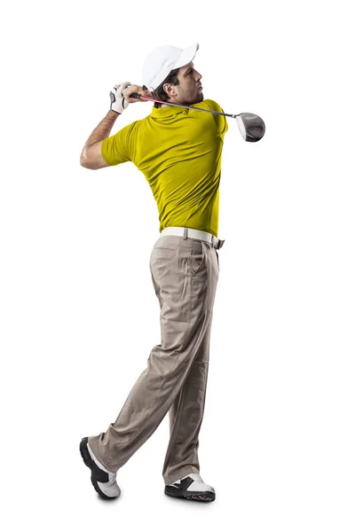 Giocatore di golf in camicia gialla — Foto Stock