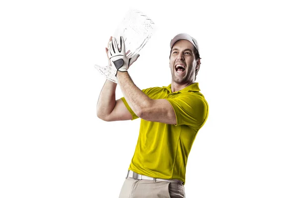Golfspieler im gelben Hemd — Stockfoto