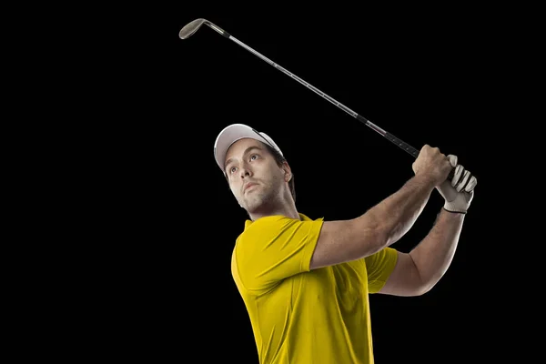 Golf Player in a yellow shirt — Stock Photo, Image