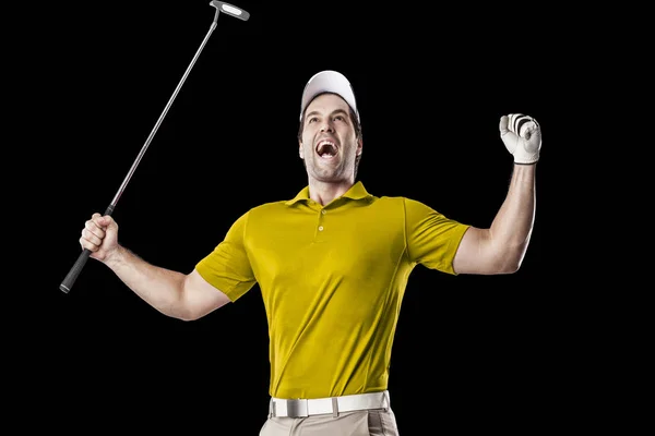 Joueur de golf en chemise jaune — Photo