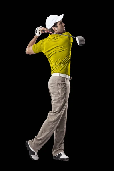 Golf Player in a yellow shirt — Stock Photo, Image