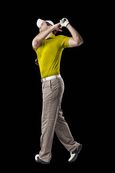 Joueur de golf en chemise jaune — Photo