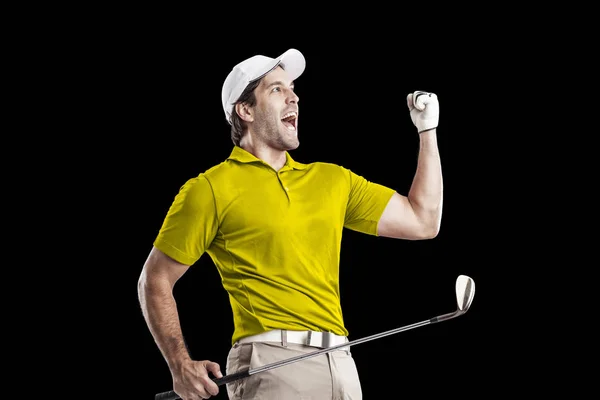 Joueur de golf en chemise jaune — Photo