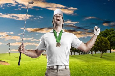 Golf oyuncu Beyaz gömlekli