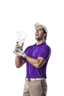 Golf oyuncu mor bir gömlek