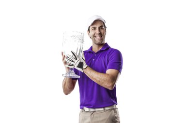 Golf oyuncu mor bir gömlek