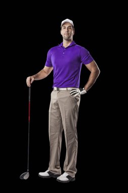 Golf oyuncu mor bir gömlek