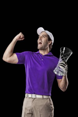 Golf oyuncu mor bir gömlek