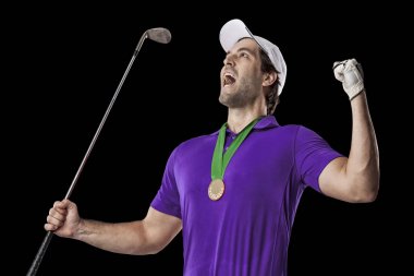 Golf oyuncu mor bir gömlek