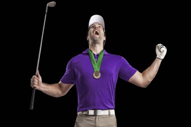 Golf oyuncu mor bir gömlek