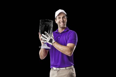 Golf oyuncu mor bir gömlek