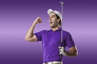Golf oyuncu mor bir gömlek