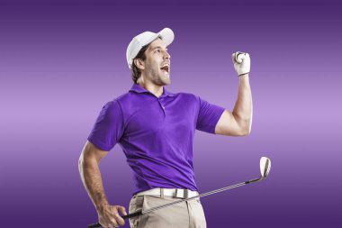 Golf oyuncu mor bir gömlek