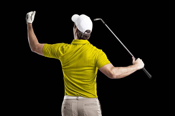 Golfspeler in een geel shirt — Stockfoto