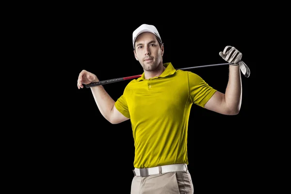 Golfspeler in een geel shirt — Stockfoto