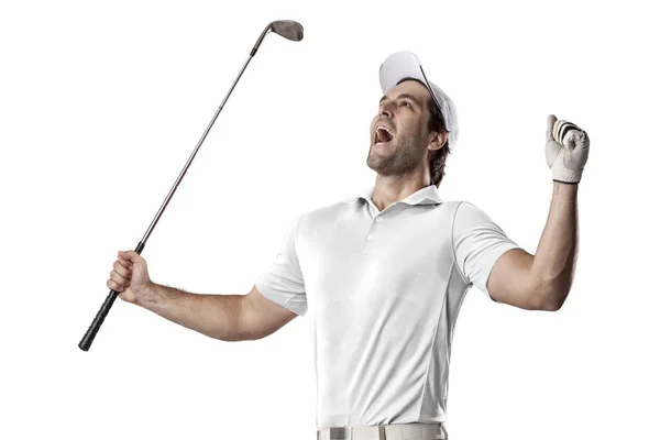 Παίκτης γκολφ σε ένα λευκό πουκάμισο — Φωτογραφία Αρχείου