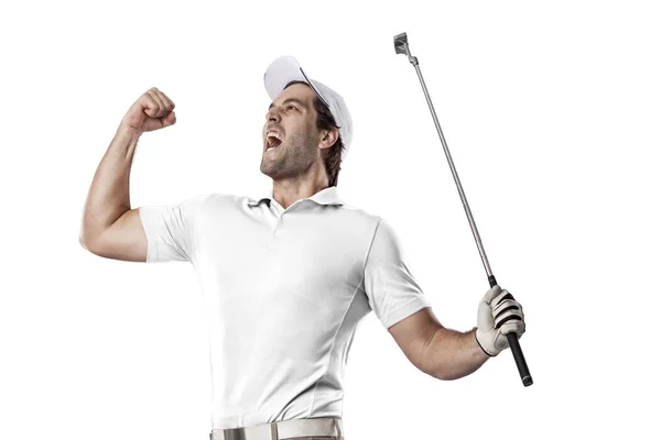 Jugador de golf con camisa blanca — Foto de Stock