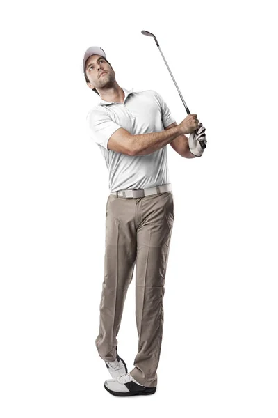 Παίκτης γκολφ σε ένα λευκό πουκάμισο — Φωτογραφία Αρχείου