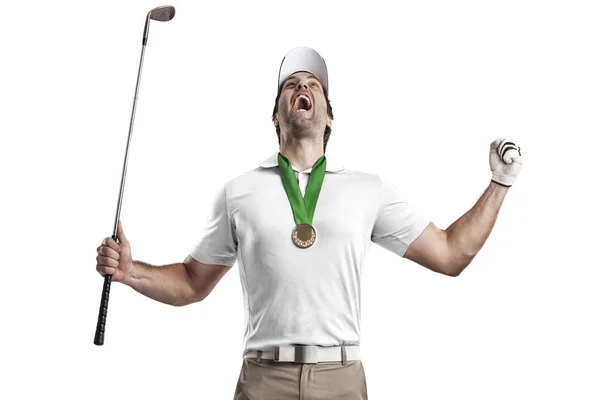 Jugador de golf con camisa blanca — Foto de Stock