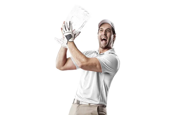 Jogador de golfe em uma camisa branca — Fotografia de Stock