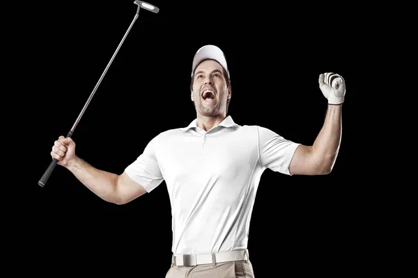 Golf-spelare i en vit skjorta — Stockfoto