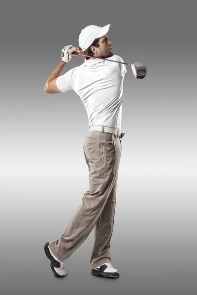Gracz w golfa w białej koszuli — Zdjęcie stockowe