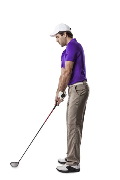 Joueur de golf en chemise violette — Photo