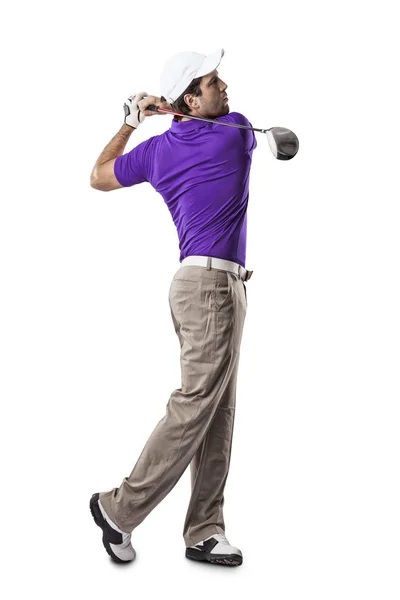 Jugador de golf con camisa púrpura — Foto de Stock