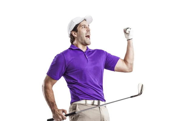 Golf-spelare i en lila skjorta — Stockfoto