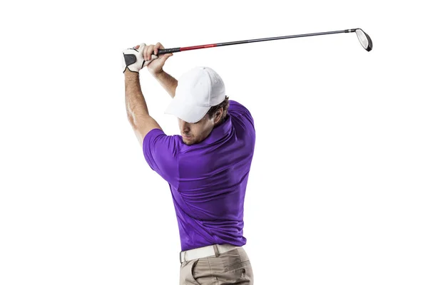 Joueur de golf en chemise violette — Photo