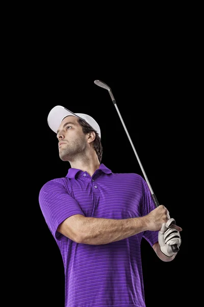 Golfspeler in een paars shirt — Stockfoto