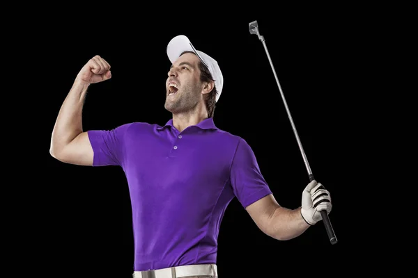 Joueur de golf en chemise violette — Photo