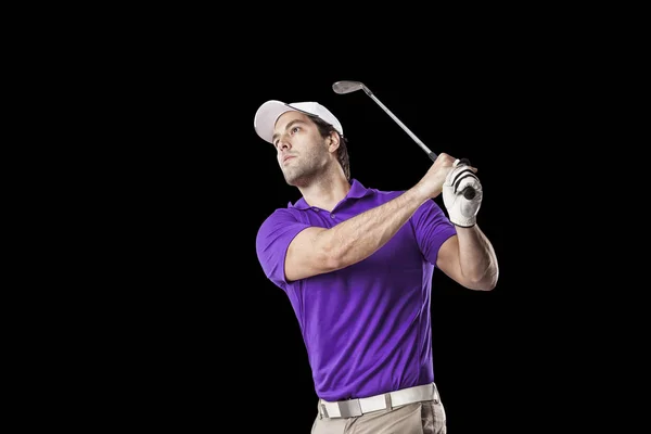 Golf Player in a purple shirt — Stock Photo, Image