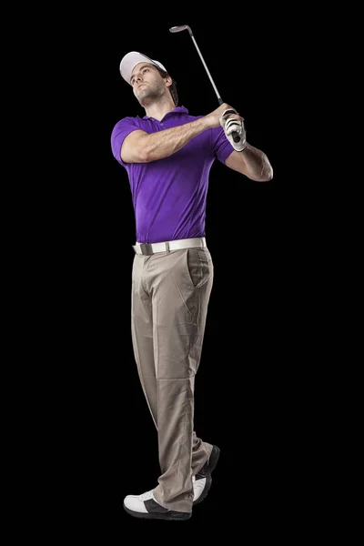 Joueur de golf en chemise violette — Photo